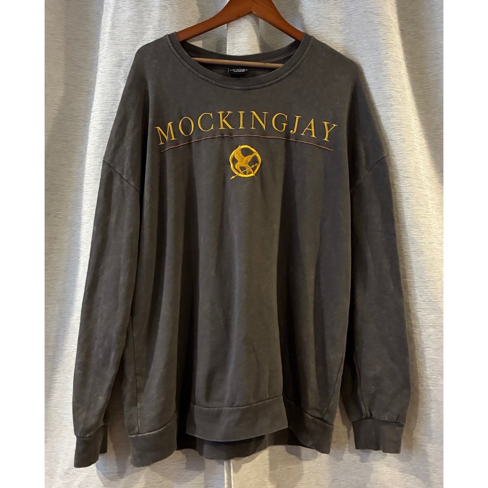 The Hunger Games Mockingjay Sweatshirt BoxLunch Charcoal Mineral Wash Mens 2XL